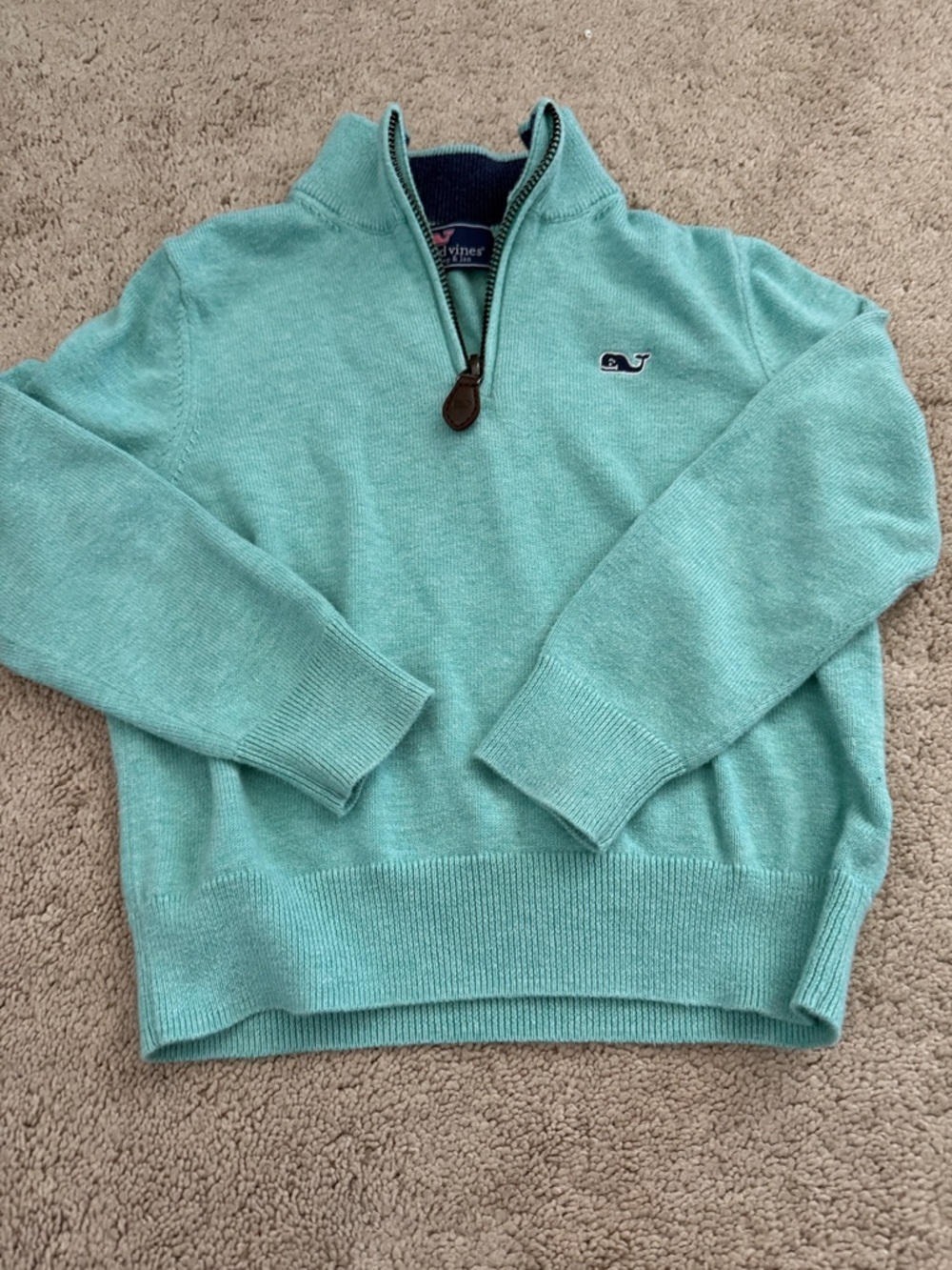 Vineyard Vines boy's Zip Pullover Sweater in Seafoam Green